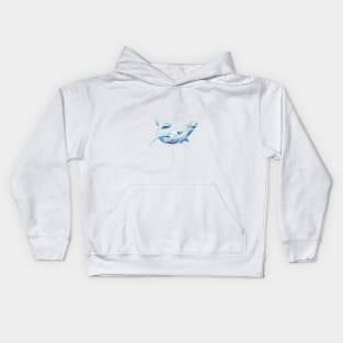 watercolor humpback whale drawing Kids Hoodie